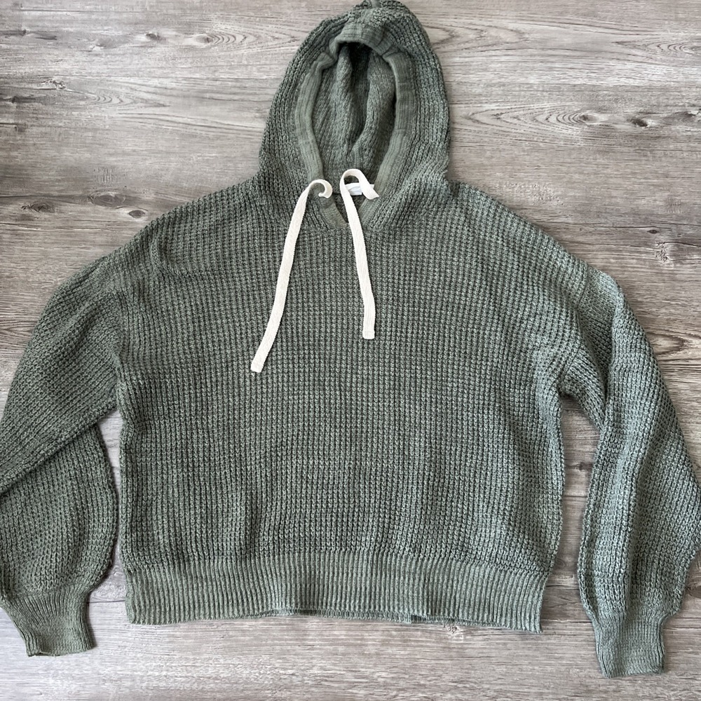 Gap Waffle Knit Hoodie Womens M Olive Green